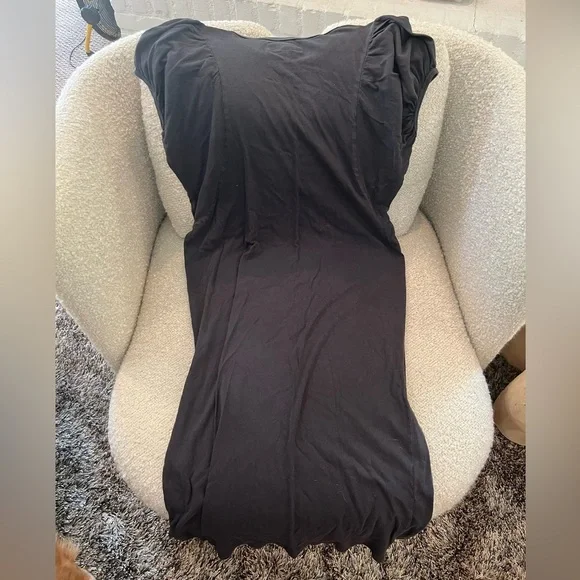 The Great Puff Sleeve Midi Dress, Dark Grey - XS - Picture 3 of 6